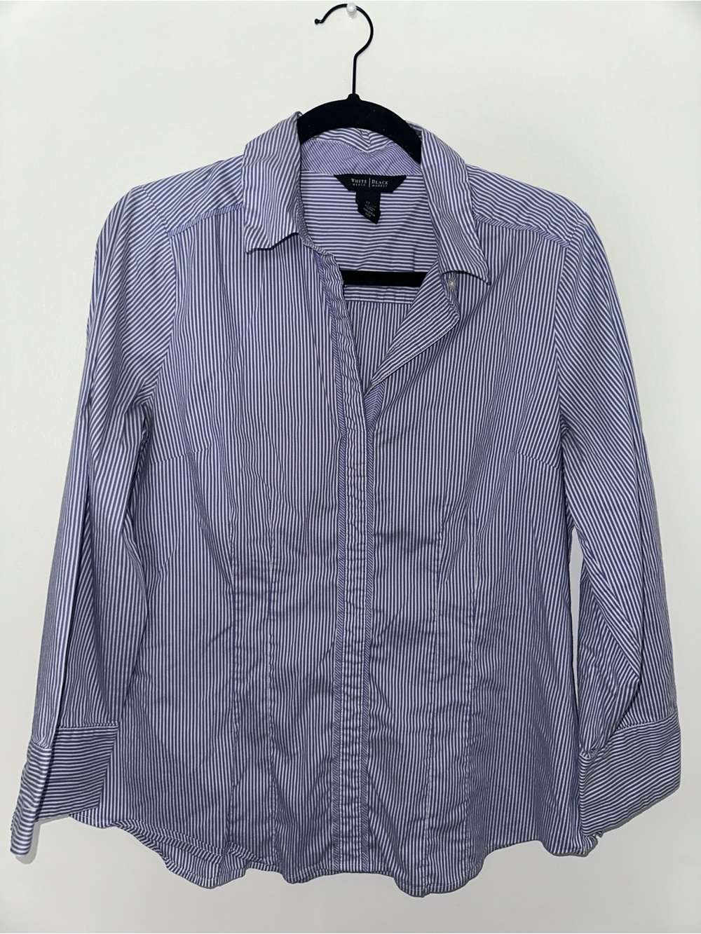 White House Black Market Blue and White Striped Button-Down Shirt